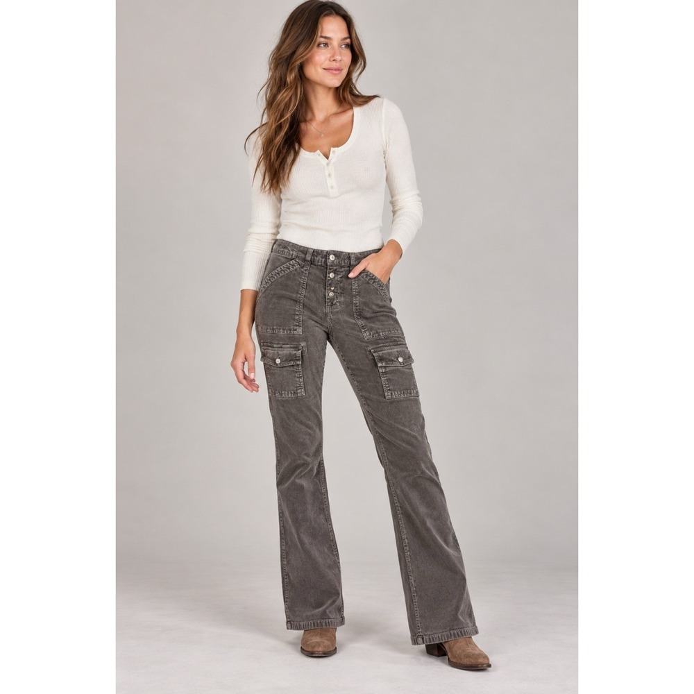 Joie Size 32x35 Tall Gray Corduroy Boot Cut Pants Button Fly